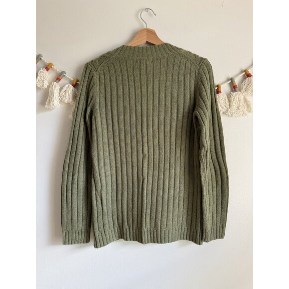 Vintage Eddie Bauer Wool Green Fisherman Cable Knit Sweater Old Money Y2k NWT S - Picture 2 of 8